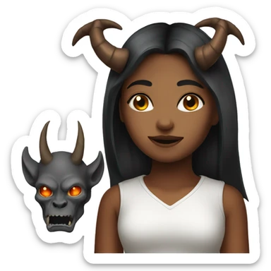 A girl with demon horns sticker