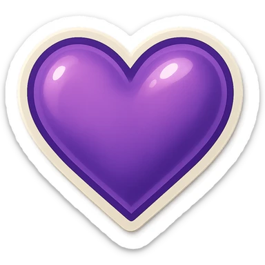 purple heart, retro sticker style, bold, no text, transparent background sticker
