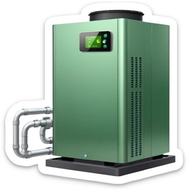 hybrid heat pump, simple, no text, emphasizing ecological aspect sticker