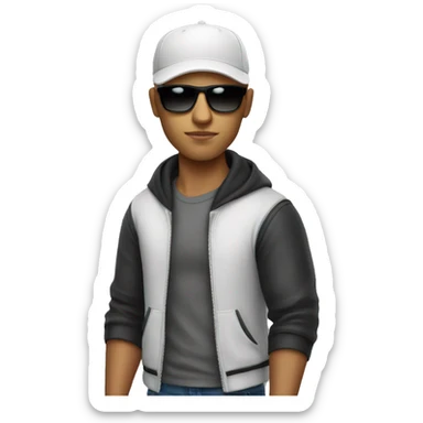 Bald Mexican young man with a baseball cap and sunglasses looking cool sticker