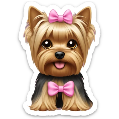 Yorkie with pink bow sticker