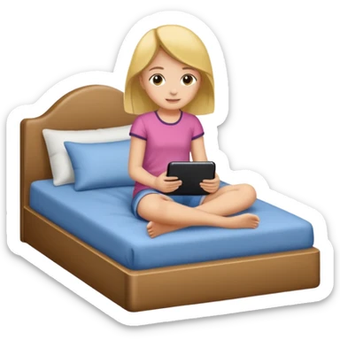 Jeune fille ado assise sur  un lit sticker