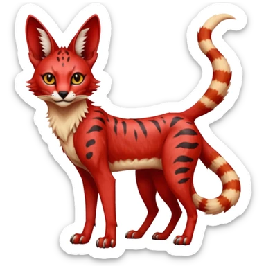 Epic complex detailed sanguine-red realistic aesthetic-scenic-Fakémon-Trico-Sergal-Serval-Vernid-creature sticker