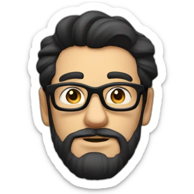 Bearded gaston Algaze with wayfarer glasses and black hair sticker