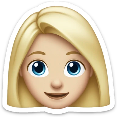 Blonde girl. Blue eyes.  Wearing Mickey ears sticker