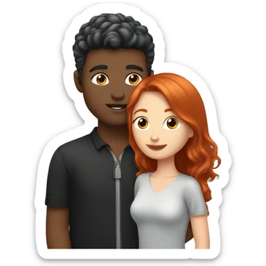 Redhead Girl Kissing silver/black haired man  sticker