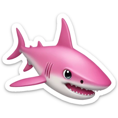 pretty pink shark with eyelashes and heart sticker