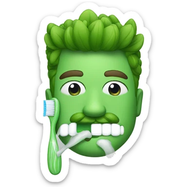 Green man with toothbrush mustache sticker