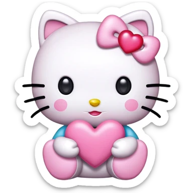 hello kitty with heart sticker