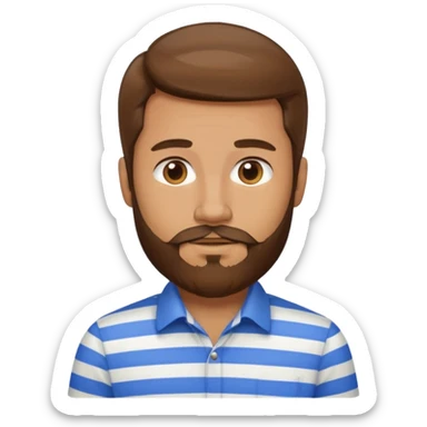 striped shirt with long hair and beard no moustache sticker
