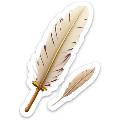 a feather quill and an open SCROLL maroon sticker