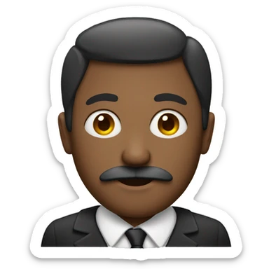 Man with a middle part and a  mustache sticker