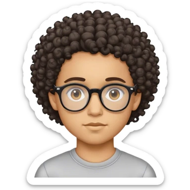 Lightskin boy with curly hair and glasses and a nice lined up haircut sticker
