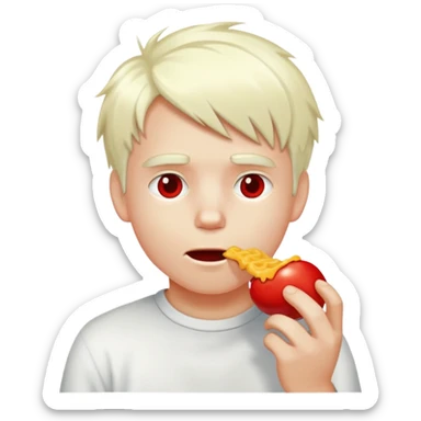 A extremely white boy with bleached hair eating red 40 sticker
