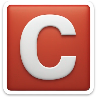 white letter C placed in a red square sticker