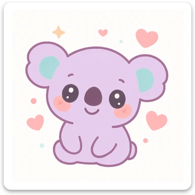a cute koala in love, blushing, with hearts, kawaii style sticker