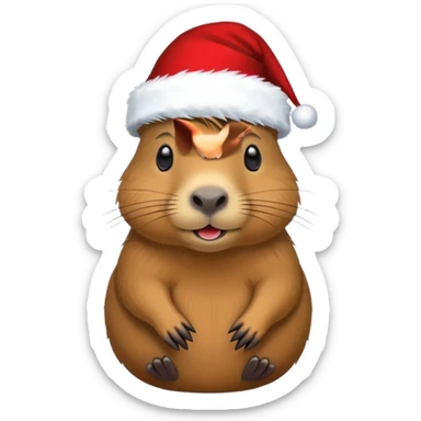 Capybara con gorrito de navidad con un montón de poses para paquete de sticker de WhatsApp  sticker