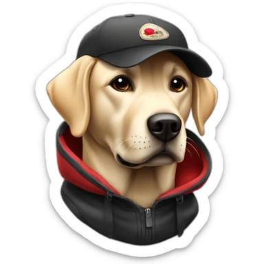 Labrador noir avec une casquette rouge sticker