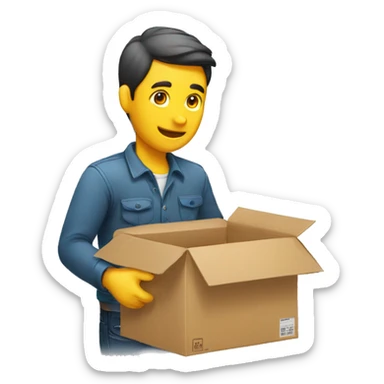 a man packing an item to a box sticker