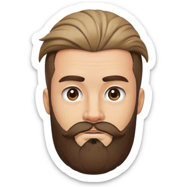 bearded man with one eyebrow raised with top knot hair sticker