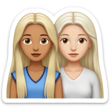 Dos mujeres juntas que una sea de color trigueña y de color blanca, cabello largo sticker