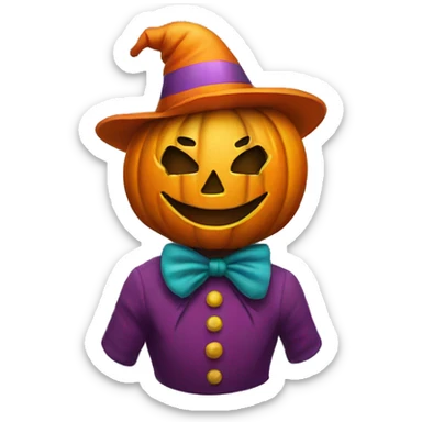 pumpkin in a clown costume sticker