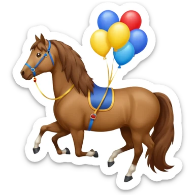 A horse inhaling air from a balloon sticker