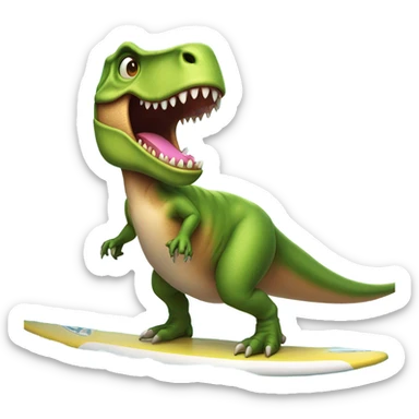 T-Rex wearing a tutu on a surfboard sticker