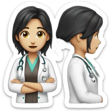 doctor girl dark hair crying tears sticker