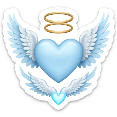light sky blue heart with angel wing sticker
