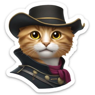 cat with musketeer hat sticker