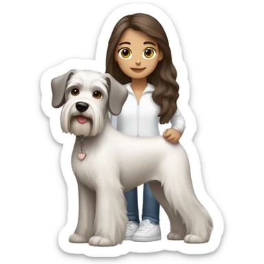 Brown hair girl with white schnauzer dog sticker