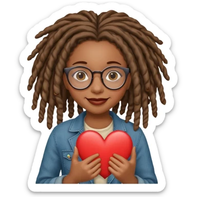 Girl Scouts African American girl with locs and glasses heart  sticker