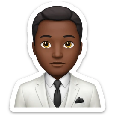 businessman, black skin, black eyes, white suit sticker