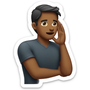 Man holding his ear saying sorry to girl sticker