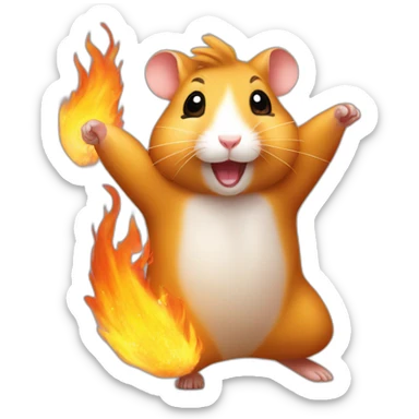 hamster on fire enjoying dance sticker
