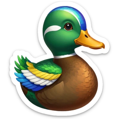 Mallard duck, pixel art sticker