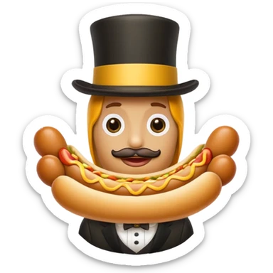 hotdog wearing tophat sticker