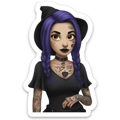 Goth Witch with lots of tattoos sticker