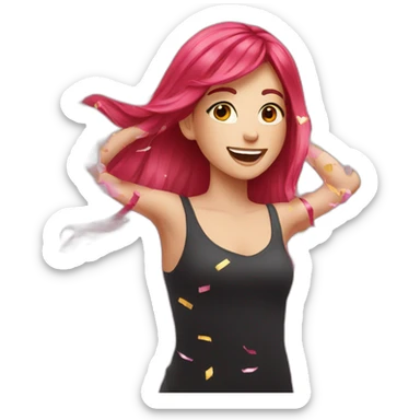 girl-long-straight-rosered-hair-throwing-confetti sticker