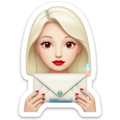 a beautiful loving  on it lipstick white opal envelope sticker