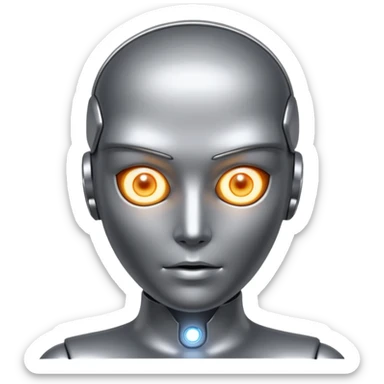 Robots Humanoid – Silver android with glowing eyes, human shape sticker