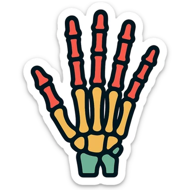 color outline icon of a skeleton palm sticker