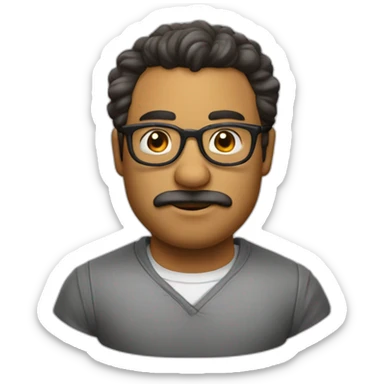 Viel homme mi-chauve cheveux courts blancs, avec lunettes rondes, sans moustache sticker