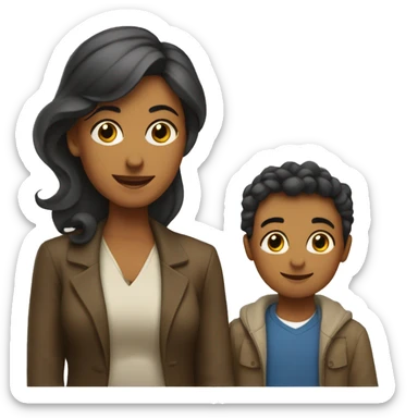 madre apoyano a hijo conn tareas sticker