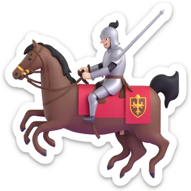 knight riding a horse with lance in hand sticker
