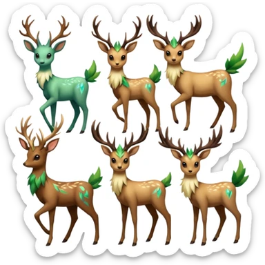 Xerneas-Sawsbuck-Deerling-Leafeon-Amaura-Virizion-fusion (full body) sticker