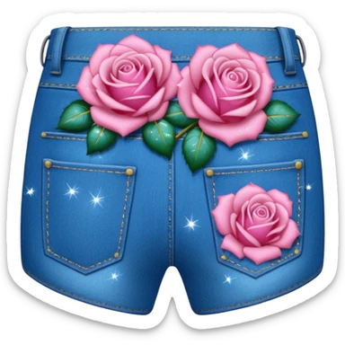 Denim back pocket with glittery roses sticking out of the pocket  sticker