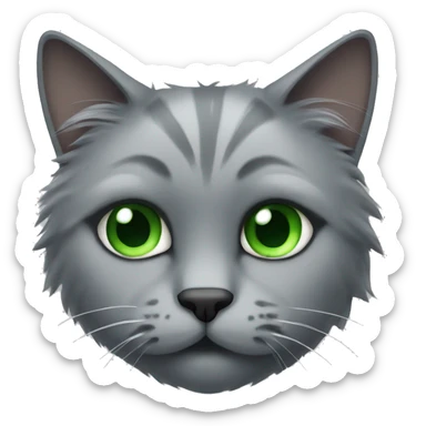 Fluffy gray cat with green eyes sticker