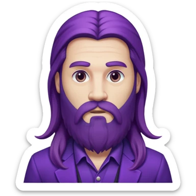 Give me png of a character having bold masculine beard and hairs with white skin which should look similar to a gangster, the colour tone should be purple, long hairs and long beard sticker